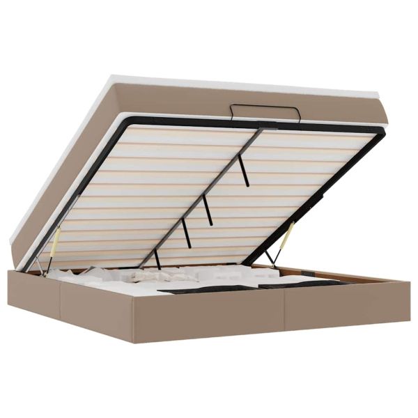 Османска легло с матрак, капучино, 180x200 см, изкуствена кожа