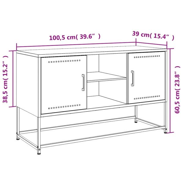 ТВ шкаф, бял, 100,5x39x60,5 см, стомана