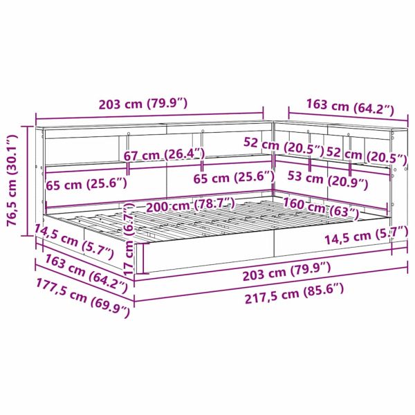Легло с библиотека дъб сонома 160 x 200 cm Инженерно дърво