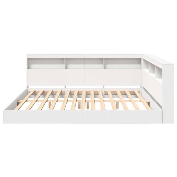 Легло с библиотека с таблото Бяло 180 x 200 cm Инженерно дърво