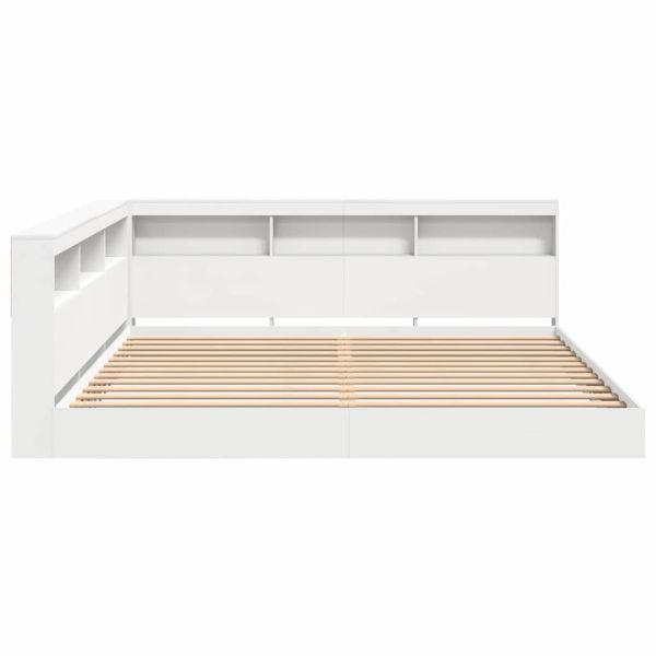 Легло с библиотека с таблото Бяло 180 x 200 cm Инженерно дърво