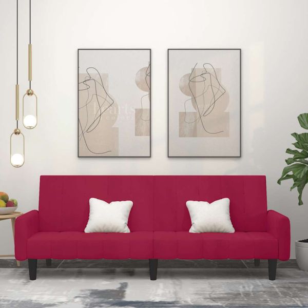 2-местно разтегателно канапе, виненочервено, кадифе