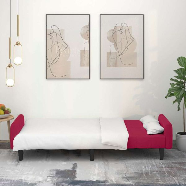 2-местно разтегателно канапе, виненочервено, кадифе