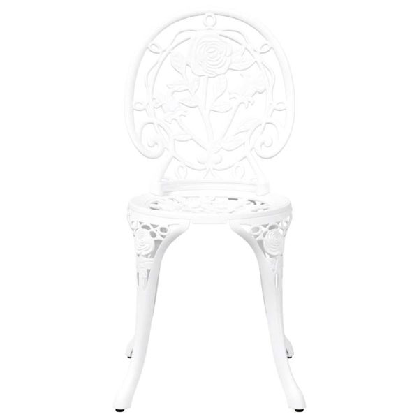 Градински бистро комплект 3 pcs Бяло Алуминий