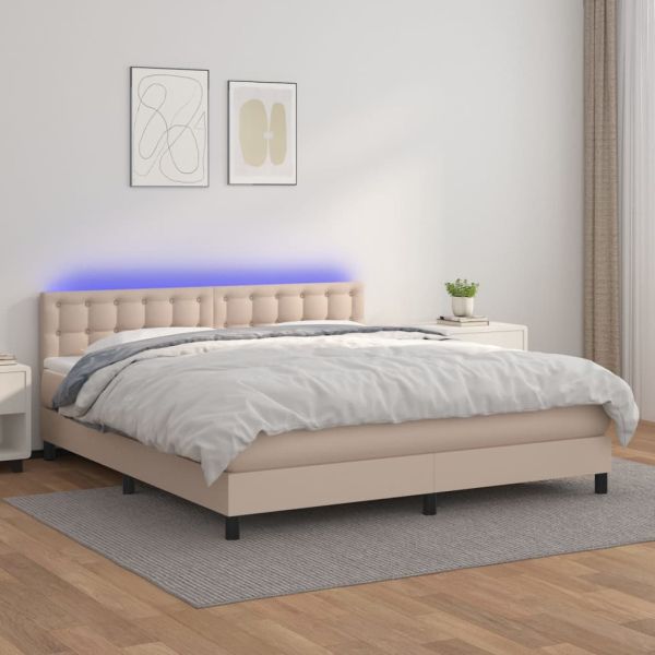 Боксспринг легло с матрак LED капучино 180x200 см