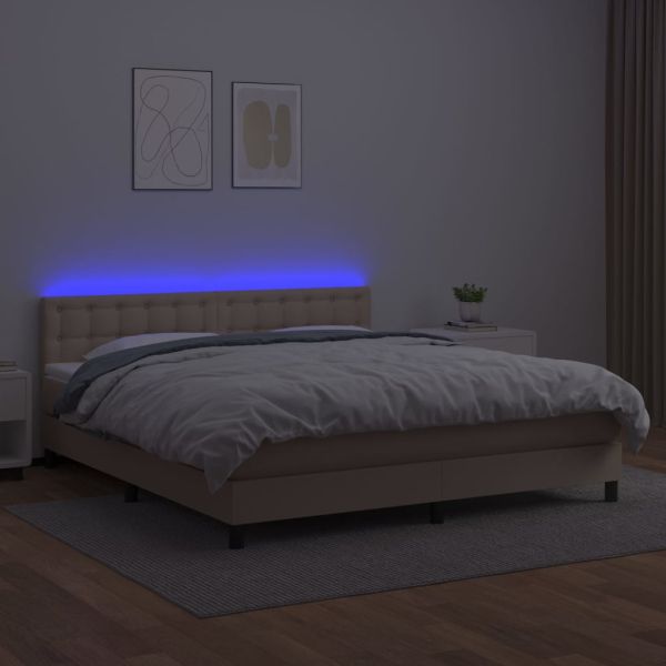 Боксспринг легло с матрак LED капучино 180x200 см