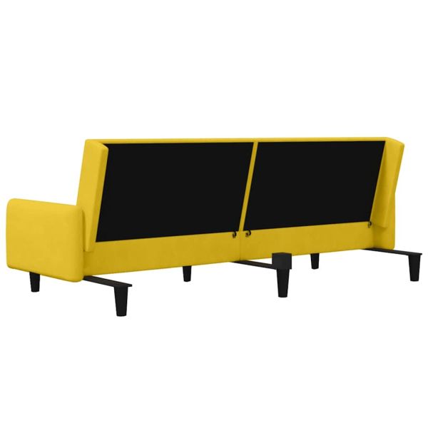 2-местно разтегателно канапе, жълто, кадифе