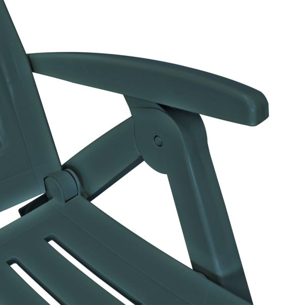 Шезлонг с подложка за крака, пластмаса, зелен