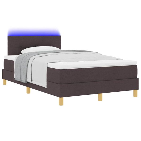 LED кутия за пружини с легло Тъмен кафяв 120 x 190 cm текстил