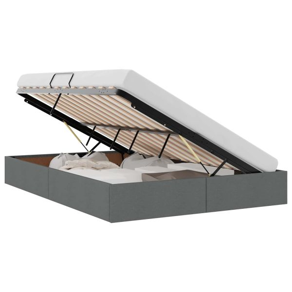 Легло с място за съхранение Тъмен сив 135 x 190 cm текстил