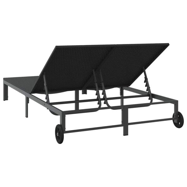 Шезлонг Черно 206 x 115 x 75 см полиратан