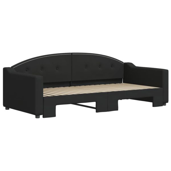 Канапе с изтеглящо разтегателно легло черно 90x190 см плат