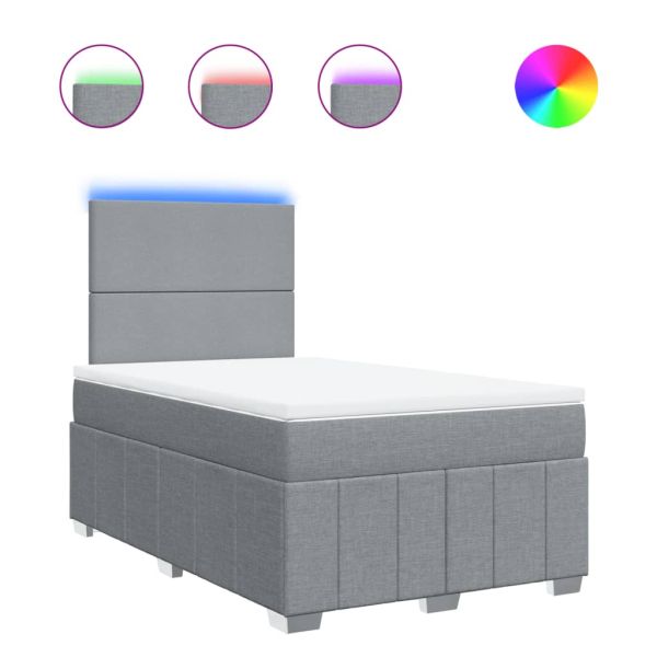 Боксспринг легло с матрак, светлосиво, 120x190 см, плат