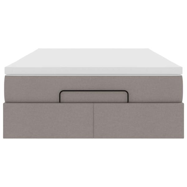 Османска легло с матрак, таупе, 120x190 см, плат