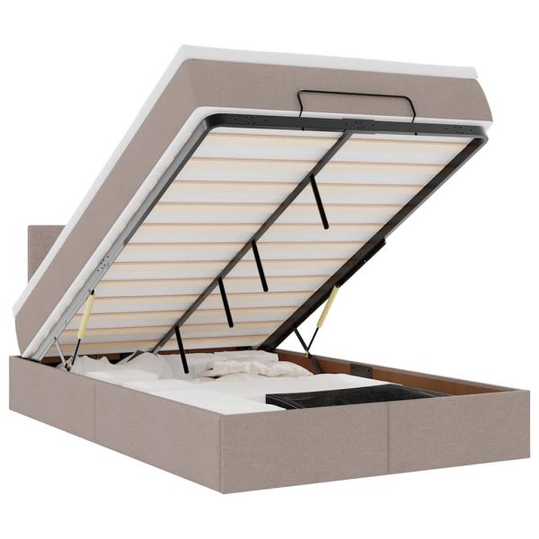 Османска легло с матрак, таупе, 120x190 см, плат