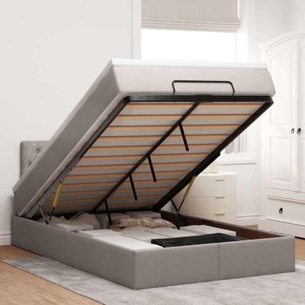 Османска легло с матрак, таупе, 120x190 см, плат