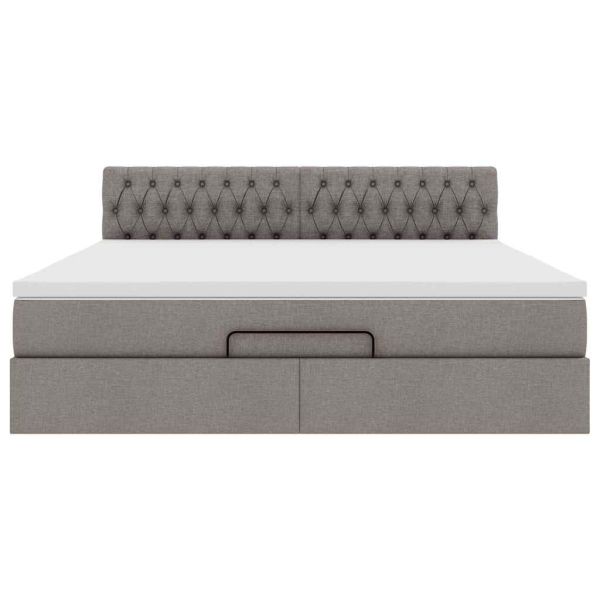 Османска легло с матрак, таупе, 160x200 см, плат