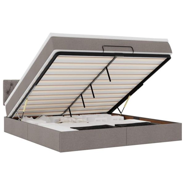 Османска легло с матрак и LED, таупе, 160x200 см, плат