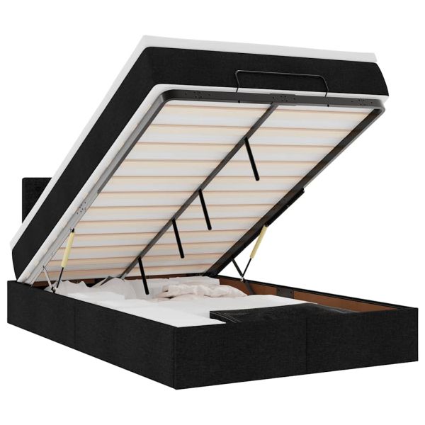 Османска легло с матрак и LED, черно, 120x190 см, плат