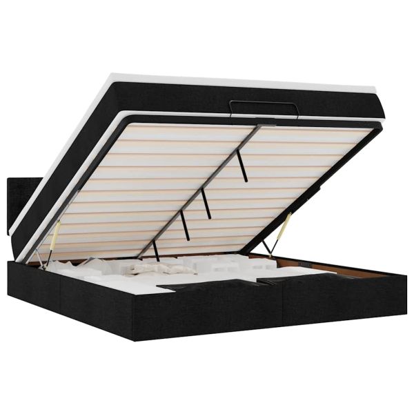 Османска легло с матрак и LED, черно, 180x200 см, плат
