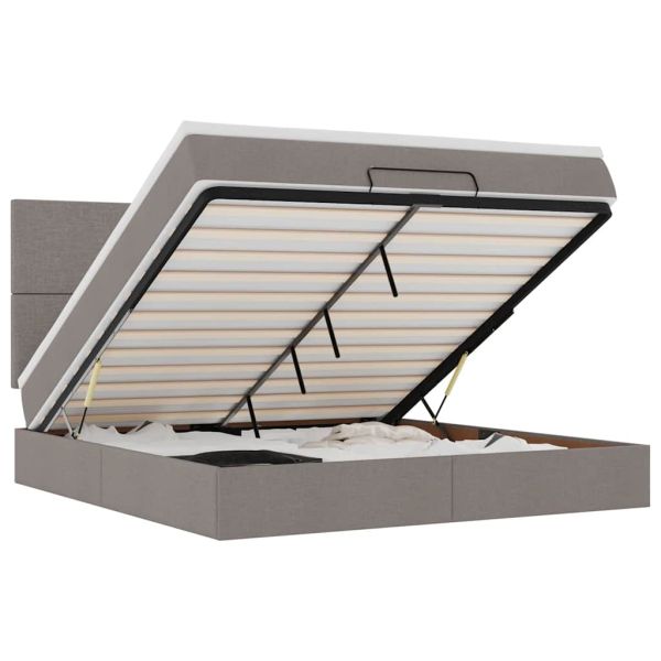 Османска легло с матрак, таупе, 180x200 см, плат