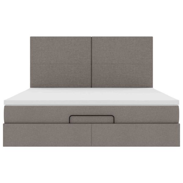 Османска легло с матрак, таупе, 180x200 см, плат