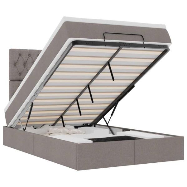 Османска легло с матрак, таупе, 120x190 см, плат