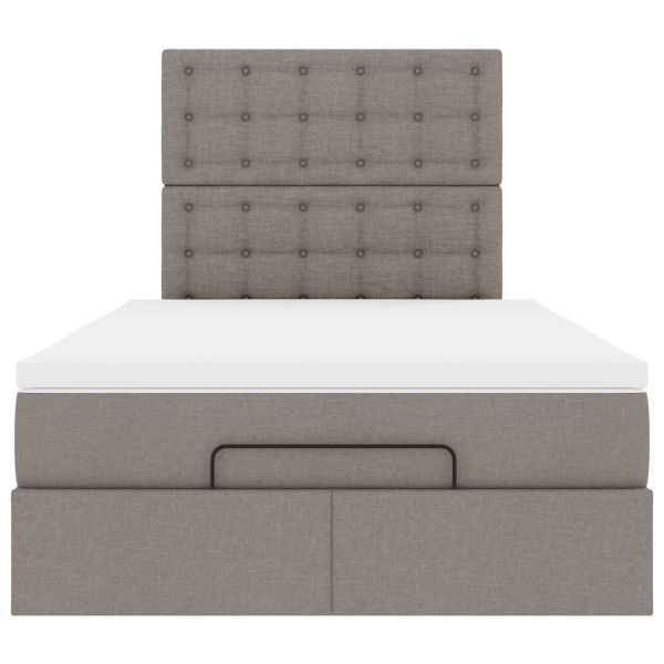 Османска легло с матрак, таупе, 120x190 см, плат