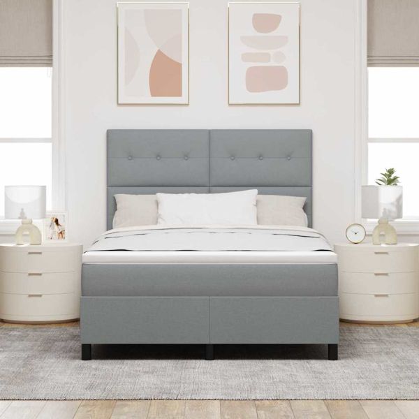 Легло с пружинирана основа Светлосиво 160 x 200 cm текстил