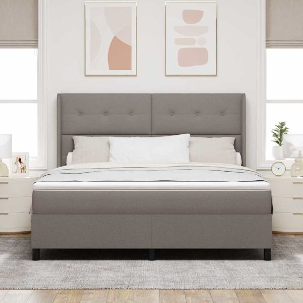 Легло с пружинирана основа с матрак Таупе 200 x 180 cm текстил