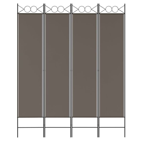 Параван за стая, 4 панела, антрацит, 160x220 cм, текстил