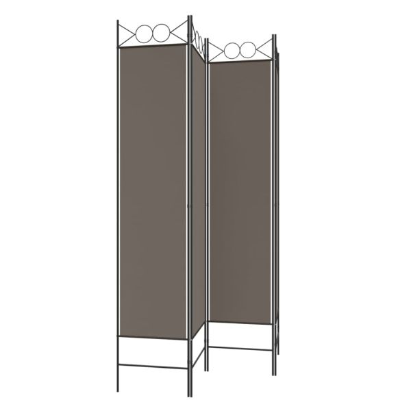 Параван за стая, 4 панела, антрацит, 160x220 cм, текстил