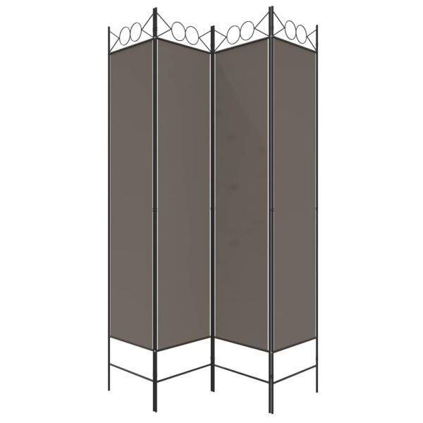 Параван за стая, 4 панела, антрацит, 160x220 cм, текстил