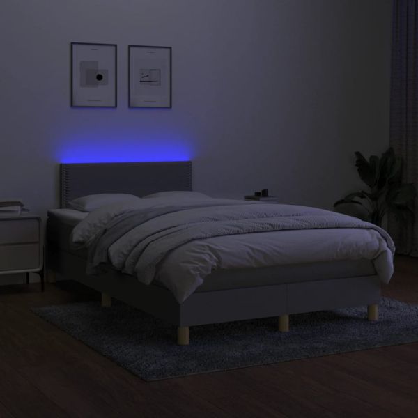 Боксспринг легло с матрак и LED, светлосиво, 120x190 см, плат