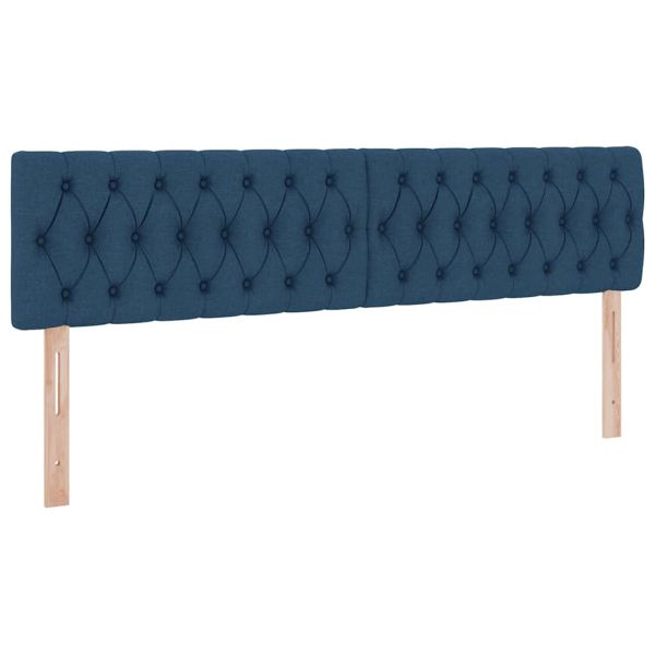 Легло с място за съхранение и LED Синьо 160 x 200 cm текстил