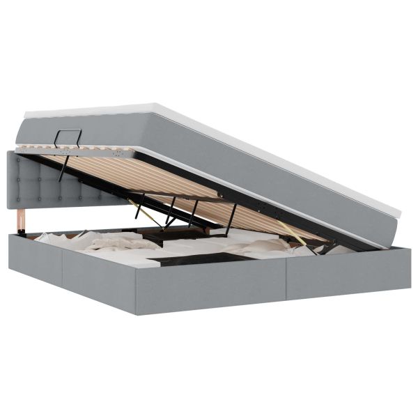 Легло с място за съхранение и LED с LED Светлосиво 160 x 200 cm