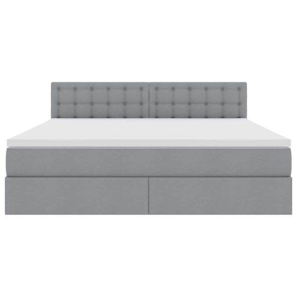 Легло с място за съхранение и LED с LED Светлосиво 160 x 200 cm