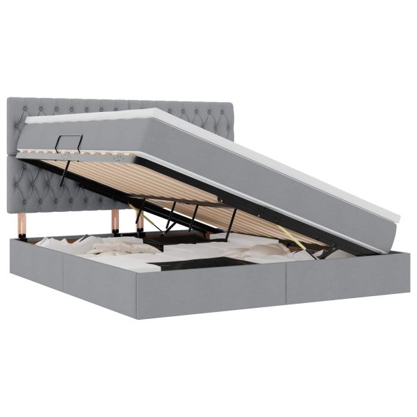 Легло с място за съхранение и матрак Светлосиво 160 x 200 cm