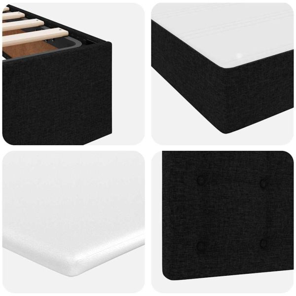 Легло с място за съхранение и матрак Черно 120 x 190 cm текстил