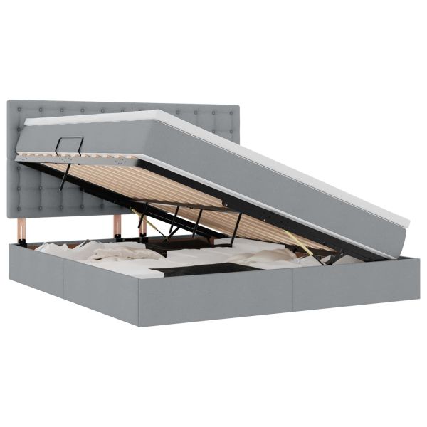 Легло с място за съхранение и матрак Светлосиво 160 x 200 cm