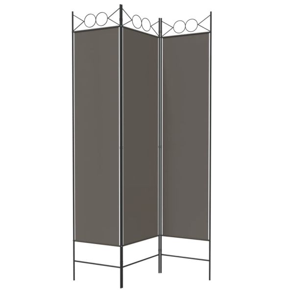 Параван за стая, 3 панела, антрацит, 120x220 cм, текстил