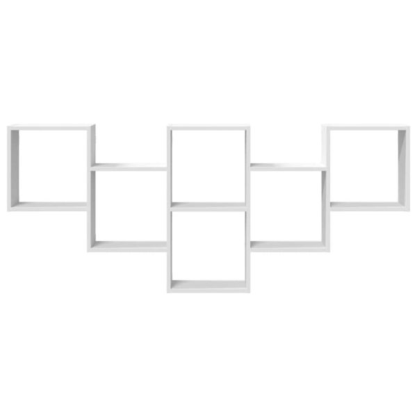 Стенен рафт, бял, 159x18x66 см, инженерно дърво