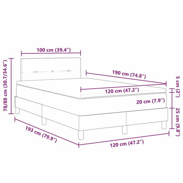 Легло с пружинирана основа с таблото Синьо 120 x 190 cm текстил