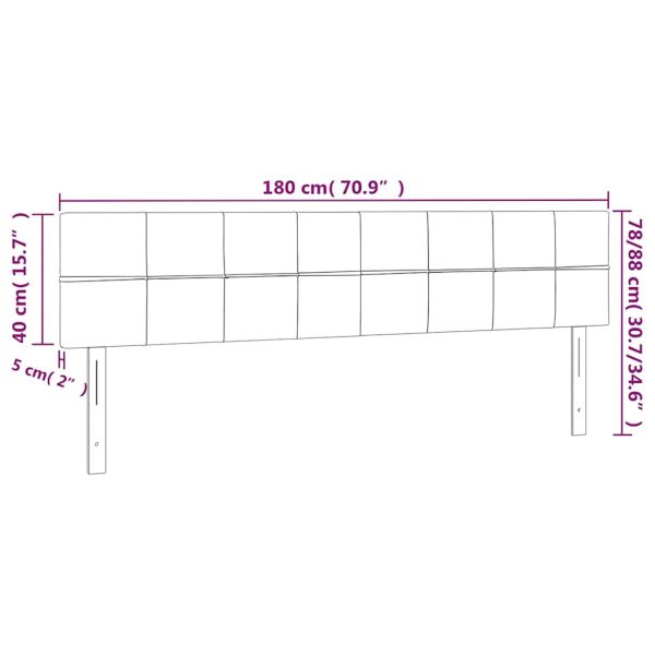 LED горна табла за легло, тъмносиня, 180x5x78/88 см, кадифе