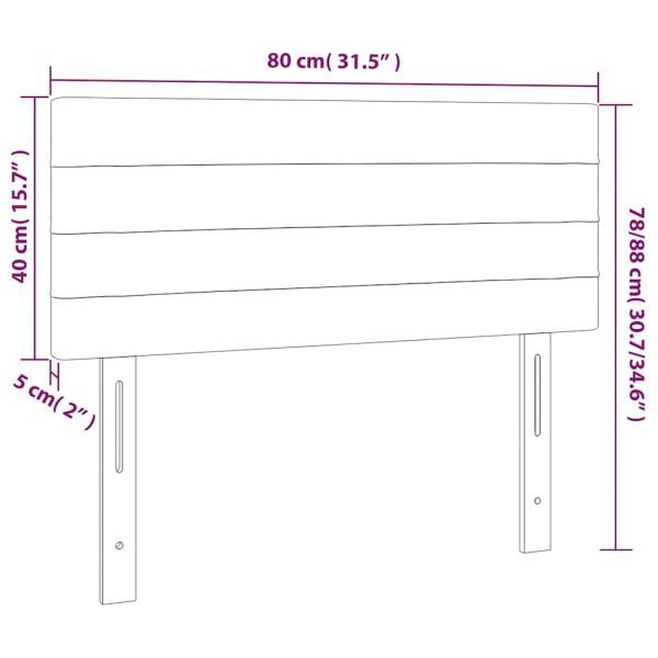 LED горна табла за легло, тъмносиня, 80x5x78/88 см, кадифе