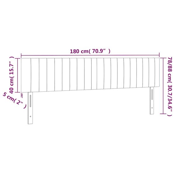LED горна табла за легло, тъмносиня, 180x5x78/88 см, кадифе