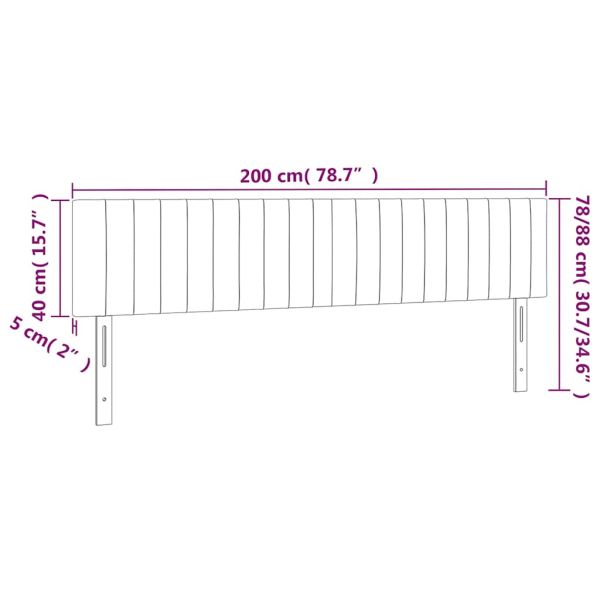 LED горна табла за легло, тъмносиня, 200x5x78/88 см, кадифе