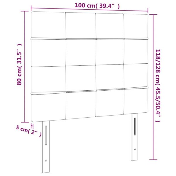LED горна табла за легло, тъмносиня,100x5x118/128 см, кадифе