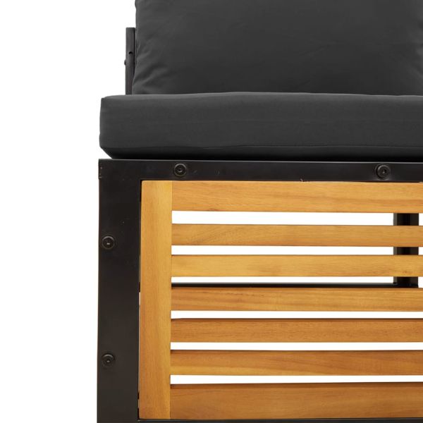 Градински комплект диван, 7 части, с възглавници, акация масив