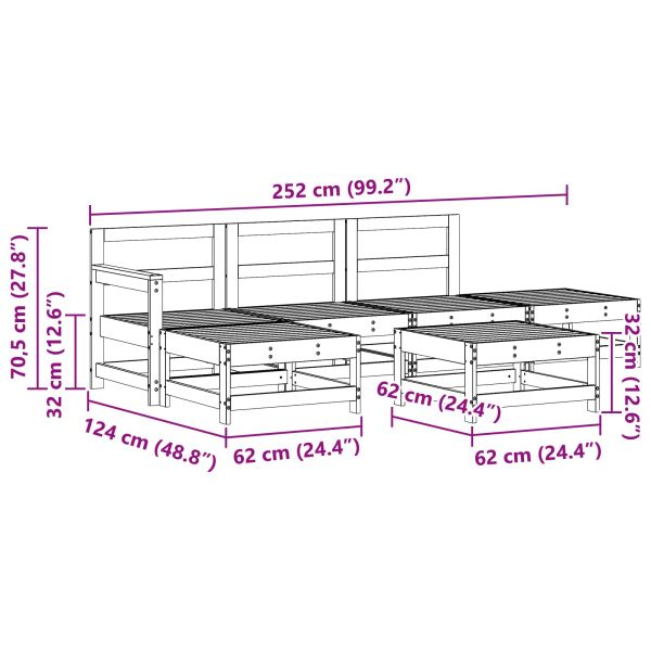 Комплект за почивка в градина 6 pcs Восъчен Кафяв